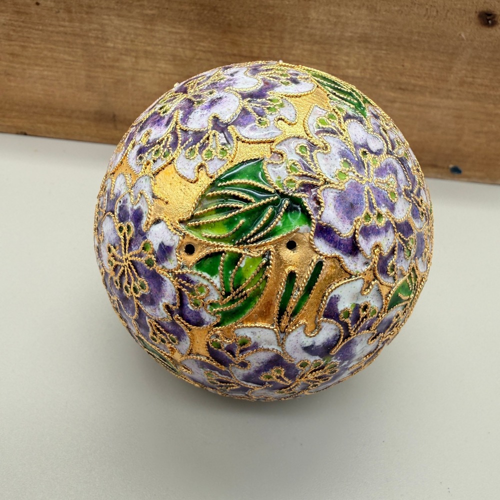 Vintage 1998 NYCO Nicki Yassaman Cloisonne Floral Ball Ornament w/ Tag - Picture 6 of 9